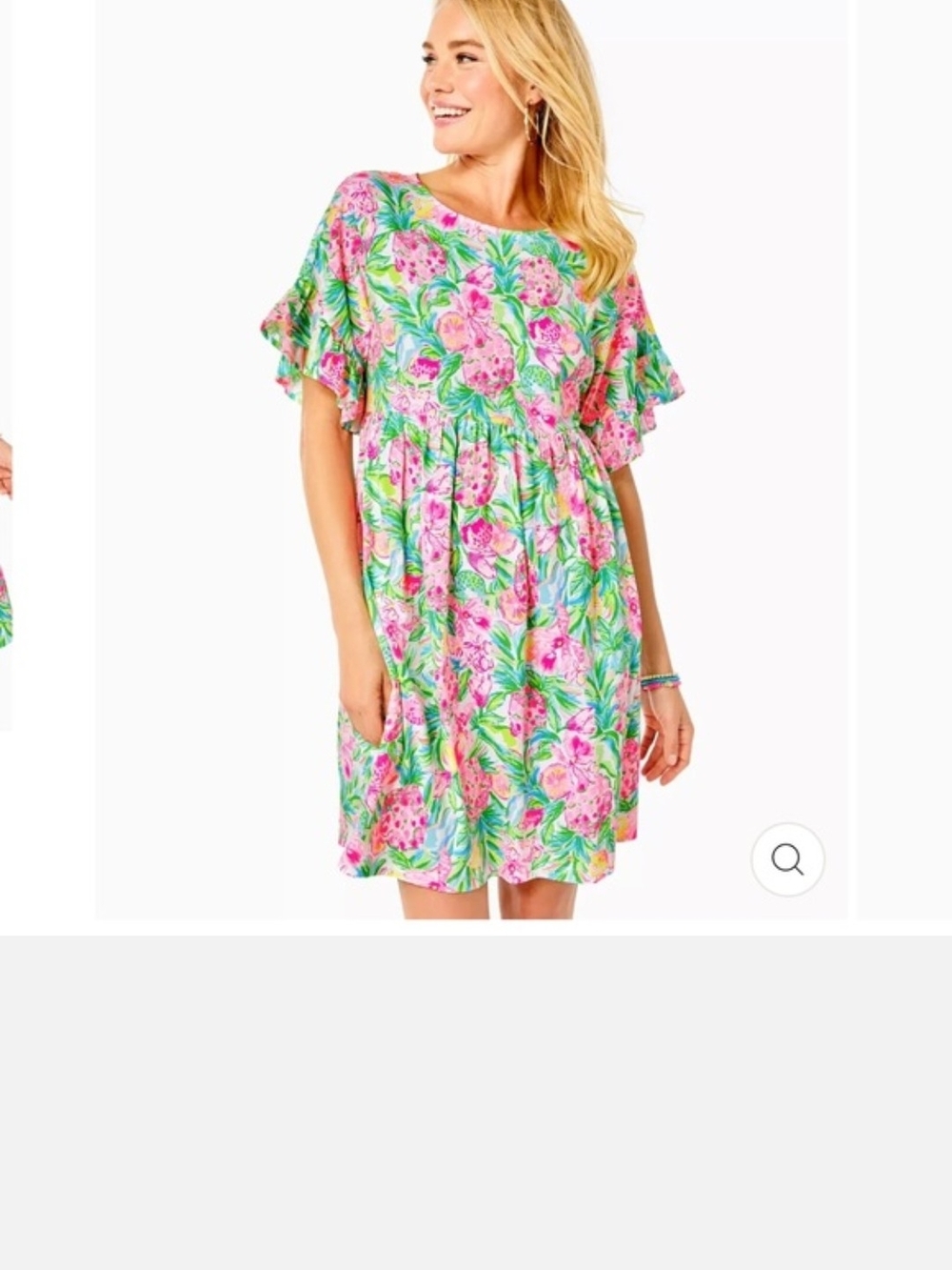Lilly Pulitzer Pink & Green Floral Flutter Sleeve Midi Dress Xl